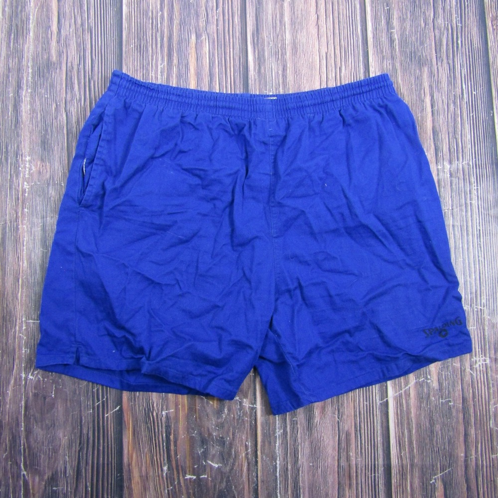 Spalding Athletic Shorts Mens Medium Blue Cotton Mesh Lined Gym Running II67-19